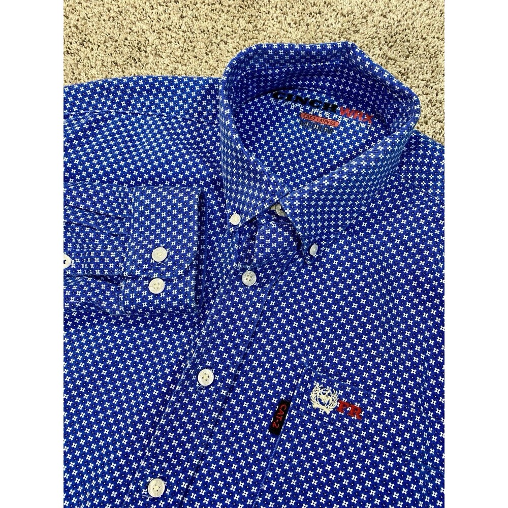 Cinch WRX Mens M Geometric Flame Resistant Shirt CAT-2 ATPV 9.5 Western 2112